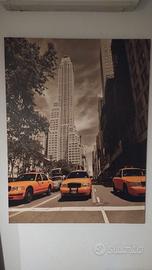 STAMPA QUADRO NEW YORK BIANCO NERO E ARANCIONE