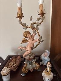 Lampada candelabro abat jour putto angioletto