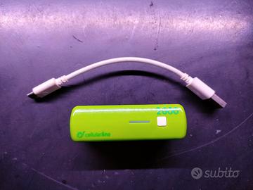 Powerbank Cellularline 2600 mAh verde con cavo