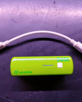 Powerbank Cellularline 2600 mAh verde con cavo