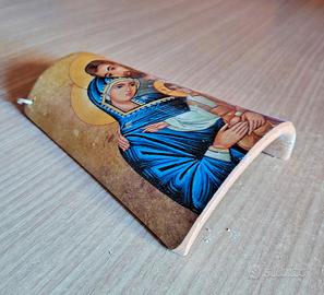 Tegola decorativa artigianale  Sacra Famiglia