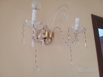 Coppia Applique 2 luci in vetro di Murano