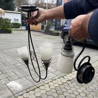 Coppia lampadario e applique