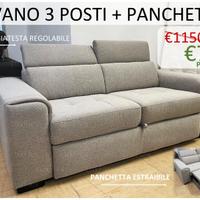 DIVANO 3 POSTI + PANCHETTA ESTRAIBILE