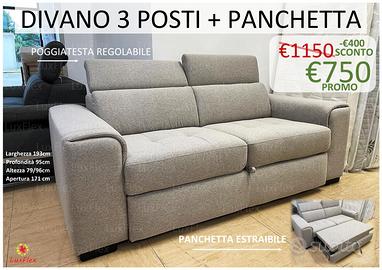 DIVANO 3 POSTI + PANCHETTA ESTRAIBILE