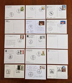 CARTOLINE CON FRANCOBOLLI E ANNULLO FILATELICO