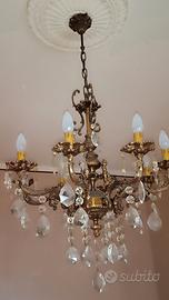 Lampadario a gocce in ottone 