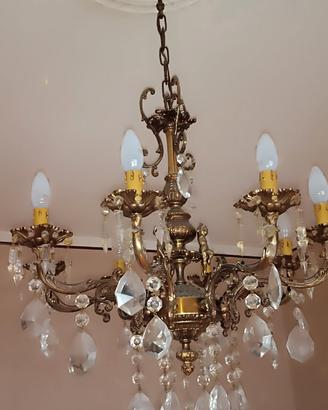 Lampadario a gocce in ottone 