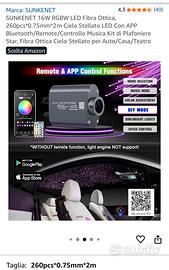 SUNKENET 16W RGBW LED Fibra Ottica