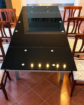Tavolo allungabile in vetro +6 sedie in legno
