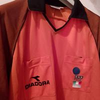 Diadora divisa arbitro calcio arancione nero retrò
