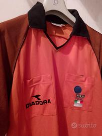 Diadora divisa arbitro calcio arancione nero retrò