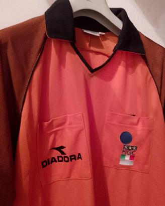 Diadora divisa arbitro calcio arancione nero retrò