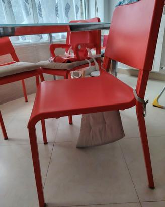 tavolo vetro alluminio +4 sedie ikea