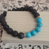 Bracciale pietra lavica e turchese