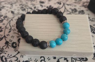Bracciale pietra lavica e turchese