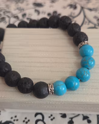 Bracciale pietra lavica e turchese