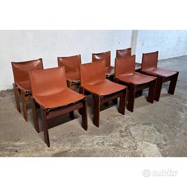 Set di 8 sedie Monk Tobia Scarpa color mattone