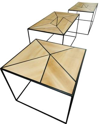 tavolo design in ferro con top in legno massello