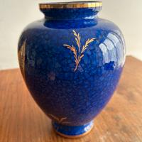 Vaso Ceramica Blu Cobalto, Oro Zecchino, 1950/1970