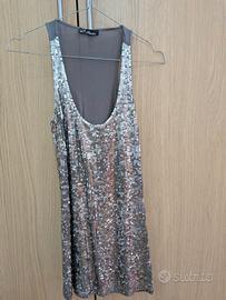 canottiera argento con paillettes taglia 40