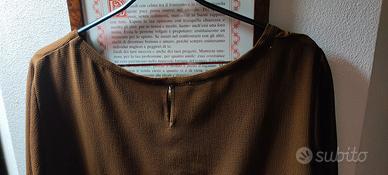 camicia marrone con maniche tre quarti con laccett