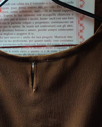 camicia marrone con maniche tre quarti con laccett