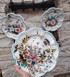 Set 3 piatti Lami decorati fiori