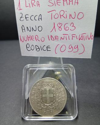1 lira Stemma Torino 1863  BB+ AL SUPERIORE 