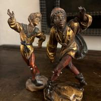 2 Figure Morisce,,Val Gardena, legno scolpiti