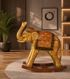 RARO elefante a dondolo - india legno massello