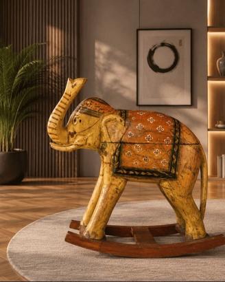RARO elefante a dondolo - india legno massello