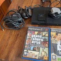 PS2 slime +2 Giochi + telecamera PS2 EYE TOY
