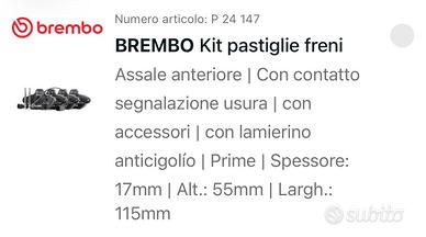 Pastiglie freno Anteriori