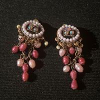 Orecchini a Clip con Perline Rosa e Strass