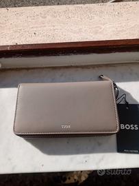 Hugo Boss portafoglio donna pelle grigio nuovo