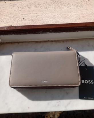 Hugo Boss portafoglio donna pelle grigio nuovo