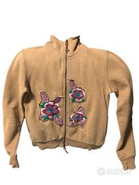 Felpa donna ricamata dobbia cerniera collo alto