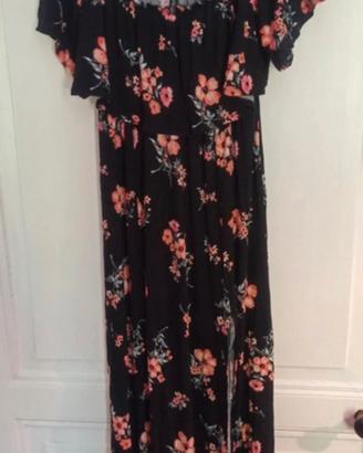 Vestito nero lungo a fiori H&M