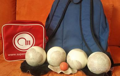 Bocce professionali, boccino, scarpe con custodia