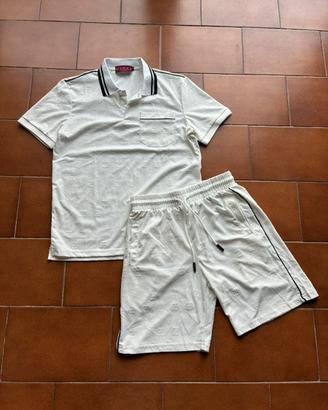 Completo Polo & Shorts Embossed Bianco 👕