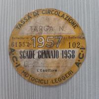 Bollo Tassa Circolazione MOTO EPOCA 1957 VARI ANNI