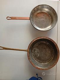 COPPIA DI  PADELLE  IN RAME DOPPIO ANTICO