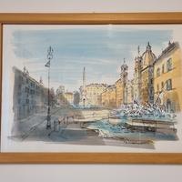 Disegno acquarellato con cornice