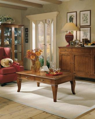 Tavolino due cassetti colore noce cascinale