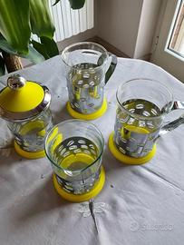 Set colazione giallo metallo e acciaio Vintage