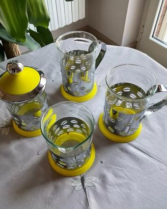Set colazione giallo metallo e acciaio Vintage