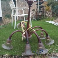 Lampadario vetro floreale vintage antico