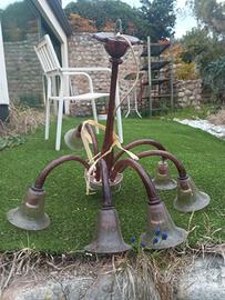 Lampadario vetro floreale vintage antico