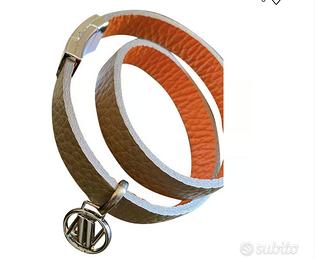 Bracciale pelle bicolore argento Anna Virgili